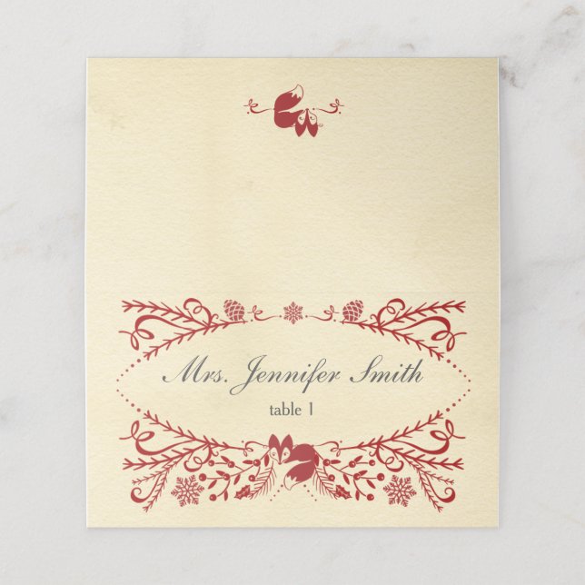 Cartão De Mesa Pássaros do inverno Dormindo no Natal (Exterior/Desdobrado)