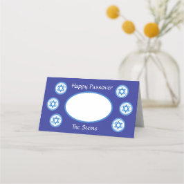 Cartão De Mesa PASSOVER Blue Star of David NAME Navy