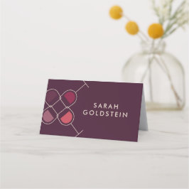 Cartão De Mesa Passover Placecards de Sameach roxas modernas