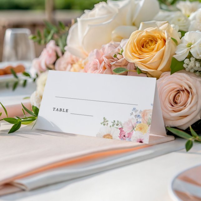 Cartão De Mesa Pastel Floral Colorido (Criador carregado)