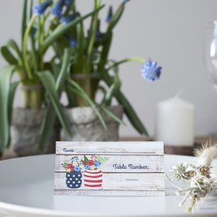 Cartão De Mesa Patriotic Love II Rustic 4th of July Wedding