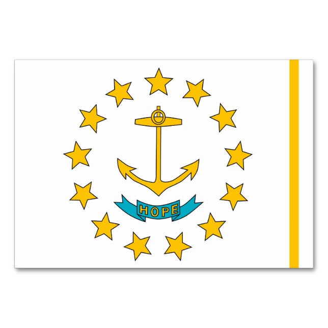 Cartão de mesa patriótico com a bandeira de Rhode  (Frente)