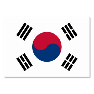 Cartão de mesa Patriótico com Bandeira da Coreia