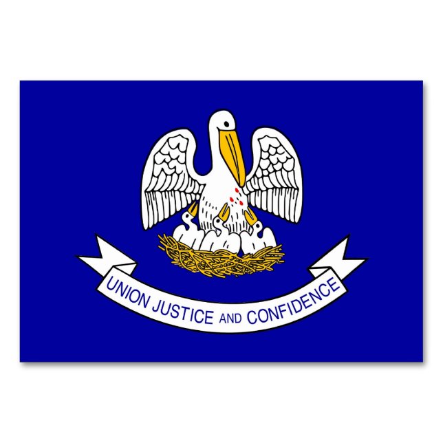 Cartão de mesa Patriótico com Bandeira da Louisian (Verso)