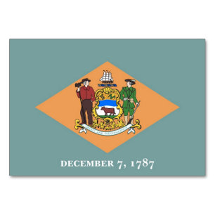 Cartão de mesa Patriótico com Bandeira de Delaware