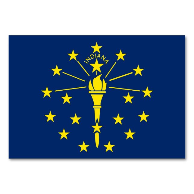 Cartão de mesa Patriótico com Bandeira de Indiana (Verso)