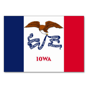 Cartão de mesa Patriótico com Bandeira de Iowa
