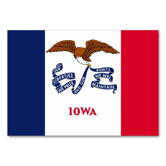 Cartão de mesa Patriótico com Bandeira de Iowa (Frente)