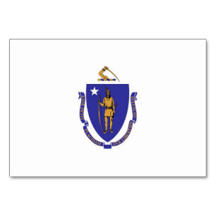 Cartão de mesa Patriótico com Bandeira de Massachu