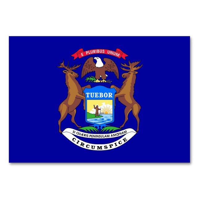 Cartão de mesa Patriótico com Bandeira de Michigan (Frente)