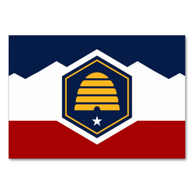 Cartão de mesa Patriótico com Bandeira de Utah, EU (Frente)