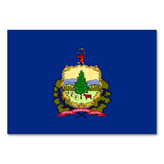 Cartão de mesa Patriótico com Bandeira de Vermont (Verso)