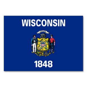 Cartão de mesa Patriótico com Bandeira de Wisconsi