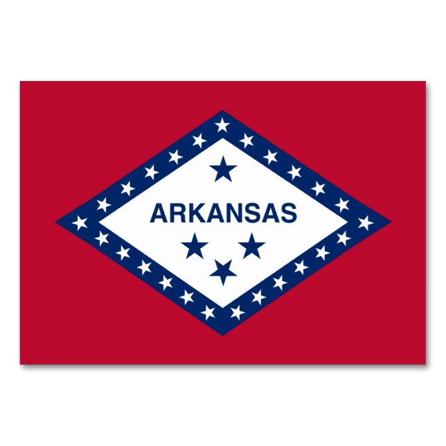 Cartão de mesa Patriótico com Bandeira do Arkansas (Frente)