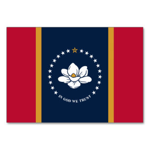 Cartão de mesa Patriótico com Bandeira do Mississi