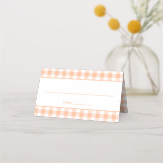 Cartão De Mesa Peach e White Country Gingham