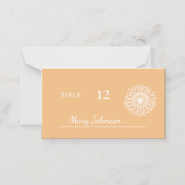 Cartão De Mesa Peach Sunflower Floral Minimal Sketch Wedch