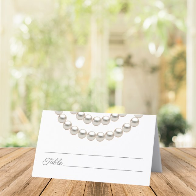 Cartão De Mesa Pearl Necklaces Wedding (Criador carregado)