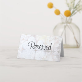 Cartão De Mesa Peônias Brancas & Corações Elegante Casamento Rese