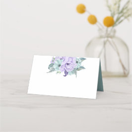 Cartão De Mesa Peônias de Lavanda Roxa Aguarela Mint