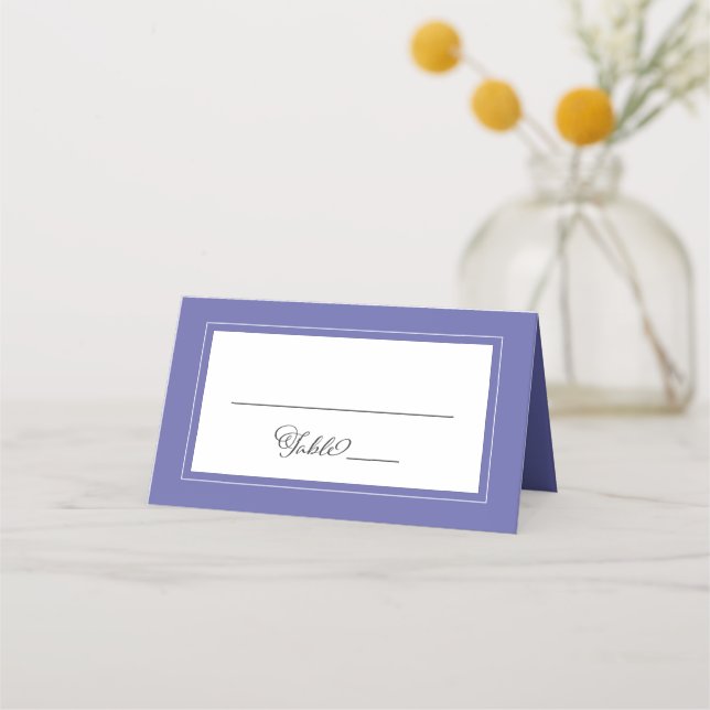 Cartão De Mesa Periwinkle Blue Wedding Elegante Chic Border Moder (Frente)