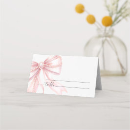 Cartão De Mesa Pérolas e Arco Rosa Casamento 