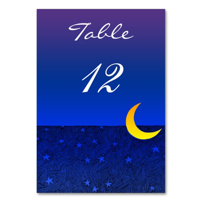 Cartão de Mesa Personalizado Céu Azul Lua e Estrel (Verso)
