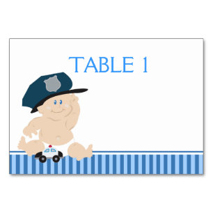 Cartão de Mesa Personalizado da Polícia de Bebê