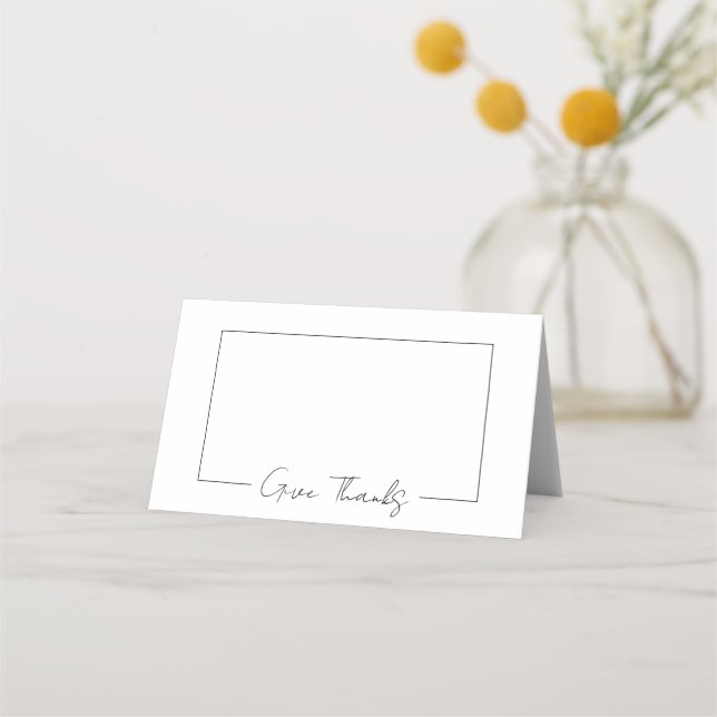 Cartão De Mesa Personalizado preto e branco simples (Frente)