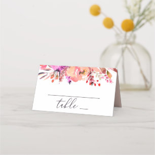 Cartão De Mesa Pêssego rosa brilhante aquarela queda casamento fl