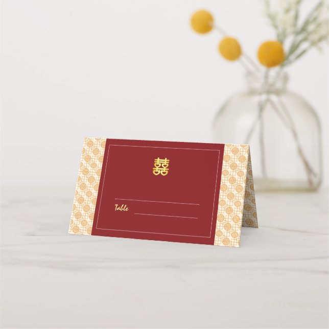 Cartão De Mesa Pharanakan auspicioso do casamento chinês tradicio (Frente)