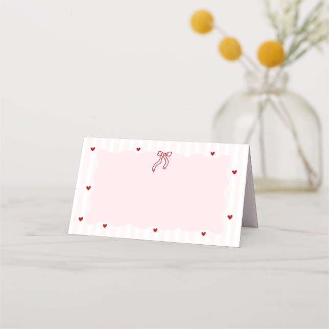 Cartão De Mesa Pink Stripe Red Heart Little Sweetheart Birthday (Frente)
