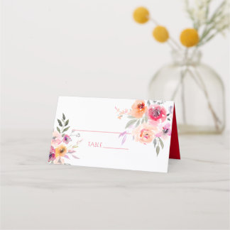 Cartão De Mesa PixDezines Chuveiro de Noiva Aquarela Floral Prima