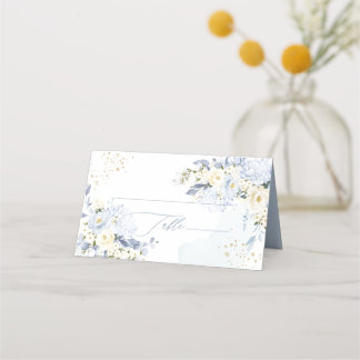 Cartão De Mesa PixDezines H2 Hortênsias Azuis Rosas Creme