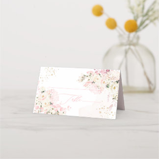 Cartão De Mesa PixDezines H2 Hortênsias Bege Rosas Blush