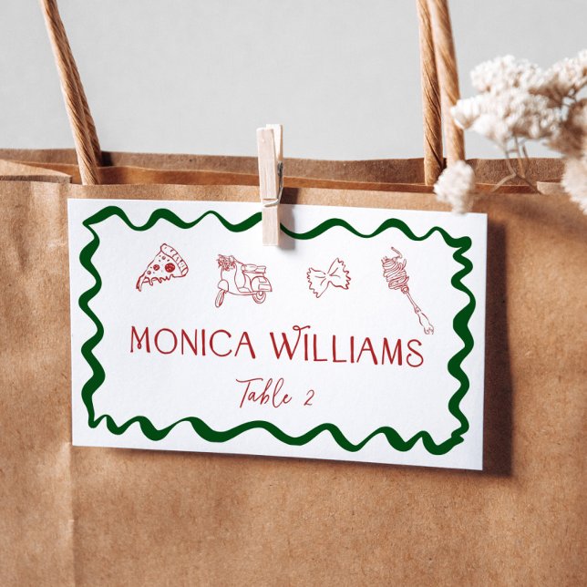 Cartão De Mesa Pizza Italiana Desenhada à Mão Thats Amore Escrita (Criador carregado)