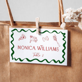 Cartão De Mesa Pizza Italiana Desenhada à Mão Thats Amore Manuscr