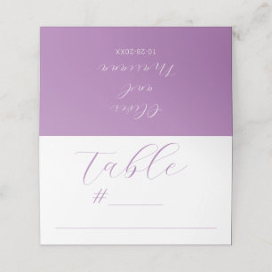 Cartão De Mesa Pla de Casamento de Lavanda de Script de Caligrafi