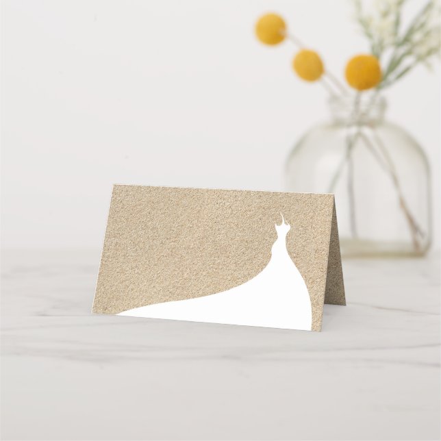 Cartão De Mesa Placa branca Elegante Beach Chá de panela Place (Frente)