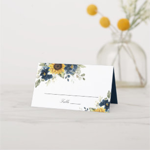 Cartão De Mesa Placa de Casamento Floral Azul Marinho Floral Azul