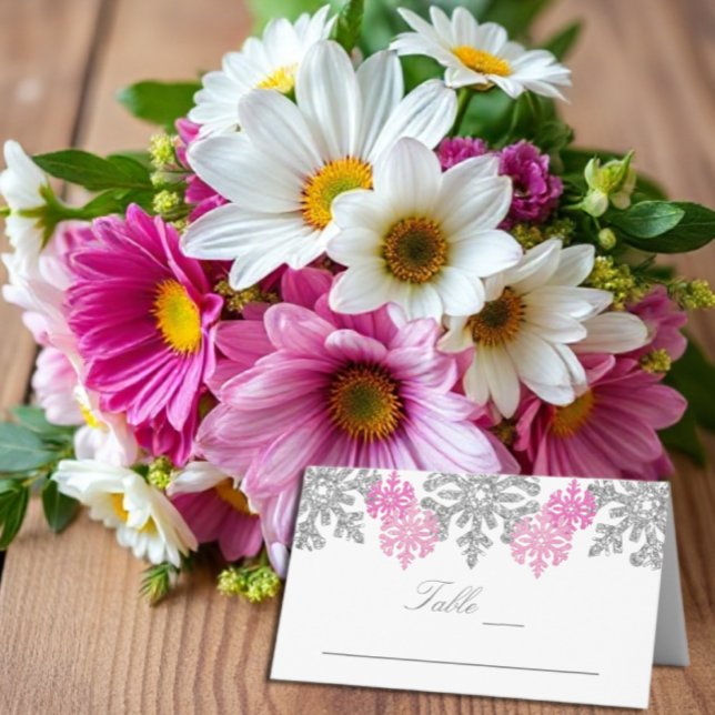 Cartão De Mesa Placa de Casamento no inverno de Colocação em Floc (Criador carregado)