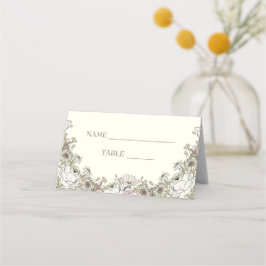 Cartão De Mesa Placa de casamento vintage de marfim de flores de