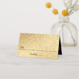 Cartão De Mesa Placa de Dente de Casamento Elegante Dourado e Pre