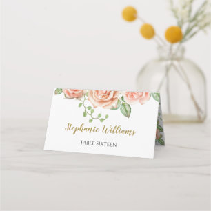 Cartão De Mesa Placa de Jardim Floral Cor-de-Rosa Esbranquiçada M
