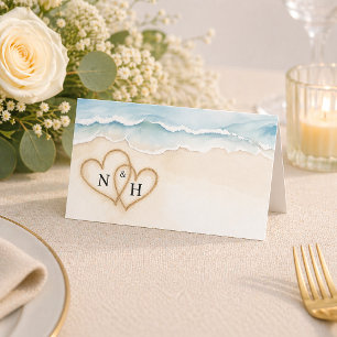Cartão De Mesa Placa de Local de Casamento de Praia com Design de