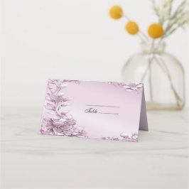 Cartão De Mesa Placa de Local de Folhagem Floral Rosa