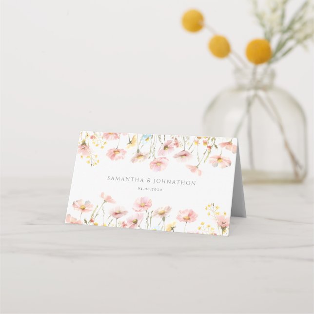 Cartão De Mesa Placa de Local Dobrada De Casamento De Flor-Rosa-E (Verso)