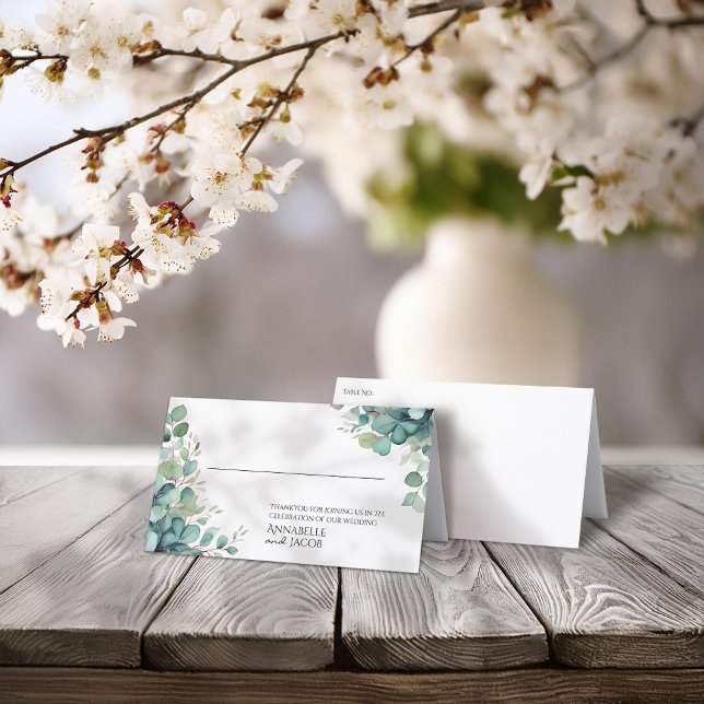 Cartão De Mesa Placa de Local Dobrada para Folha d'Água Elegante (Criador carregado)