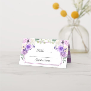 Cartão De Mesa Placa de Local Floral de Casamento Primavera Roxo