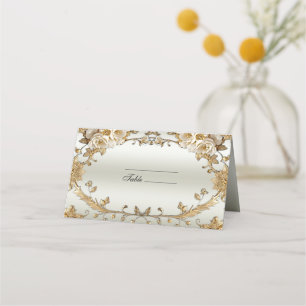 Cartão De Mesa Placa de lugar das flores brancas do Ornamentado o